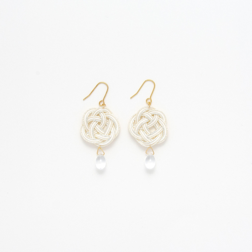 水引ピアス　白百合色