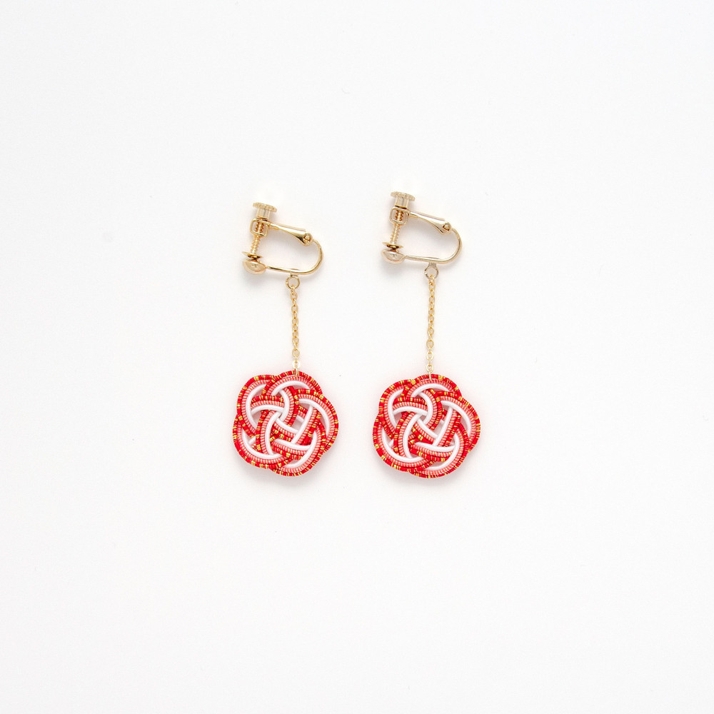 水引イヤリング　唐紅