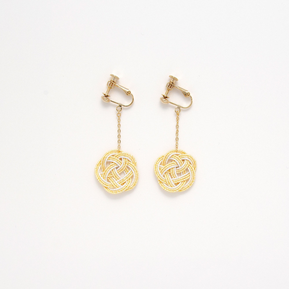 水引イヤリング　くちなし色