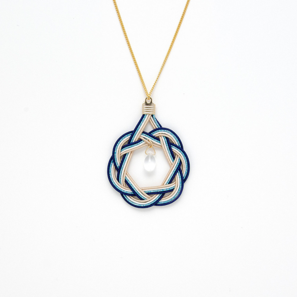水引ネックレス　相生結び　紺碧