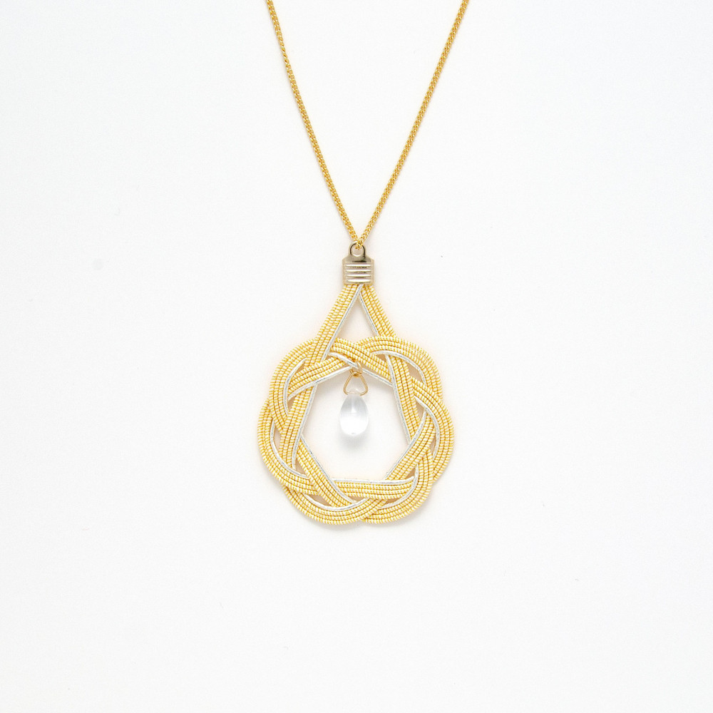 水引ネックレス　相生結び　藤黄