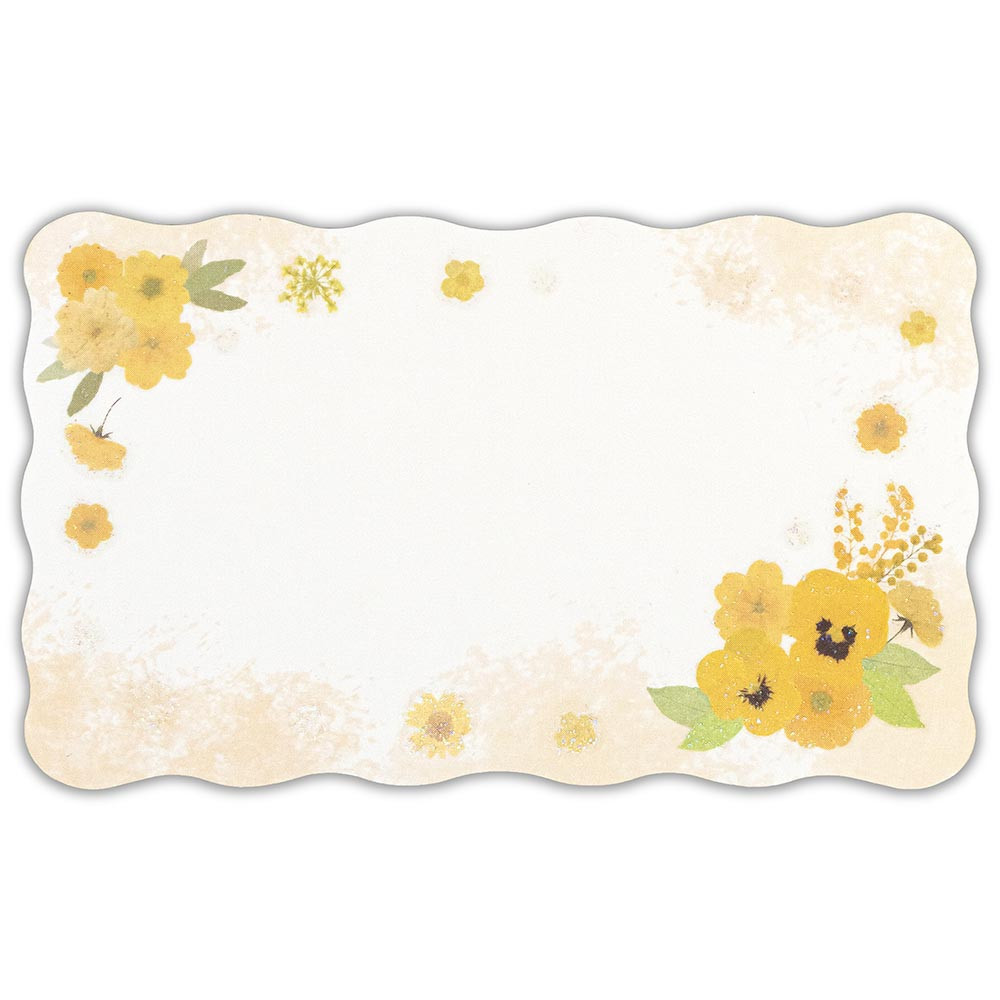 メッセージカード　押し花　イエロー