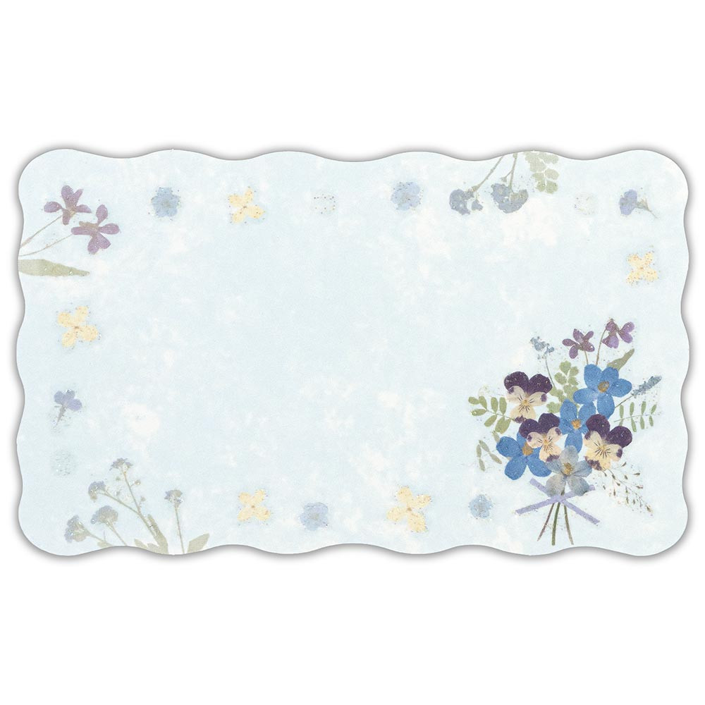 メッセージカード　押し花　ネイビー
