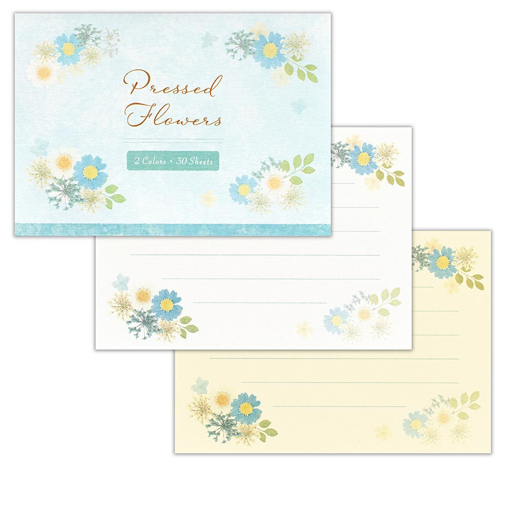 こふみ箋　押し花　ブルー