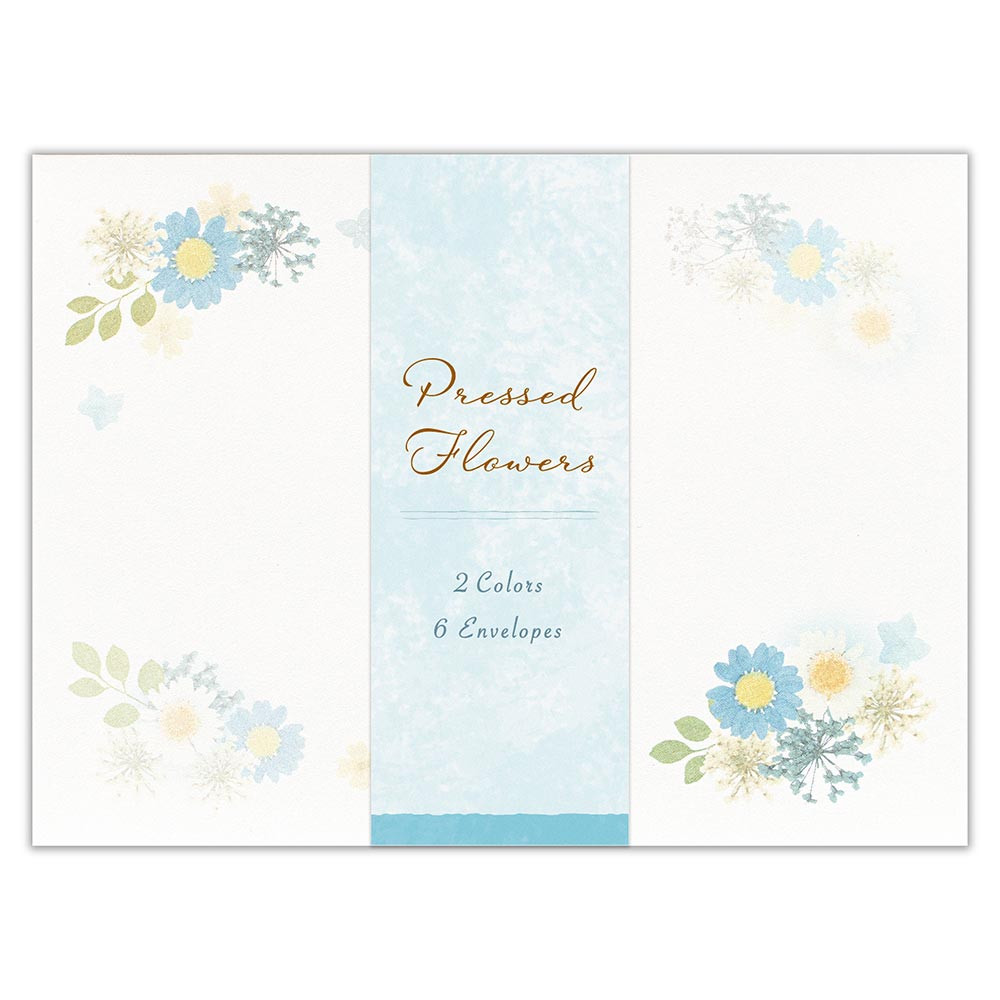 こふみ封筒　押し花　ブルー