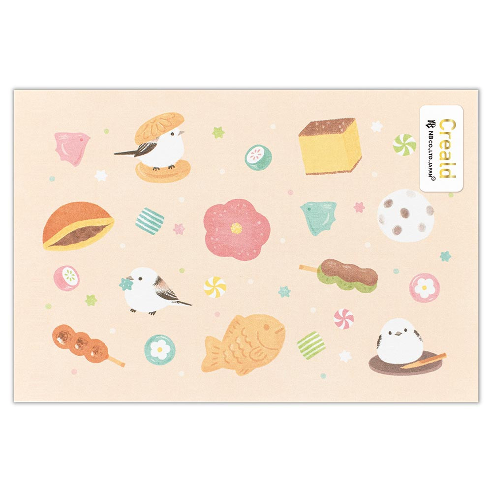 ポストカード　シマエナガと和菓子