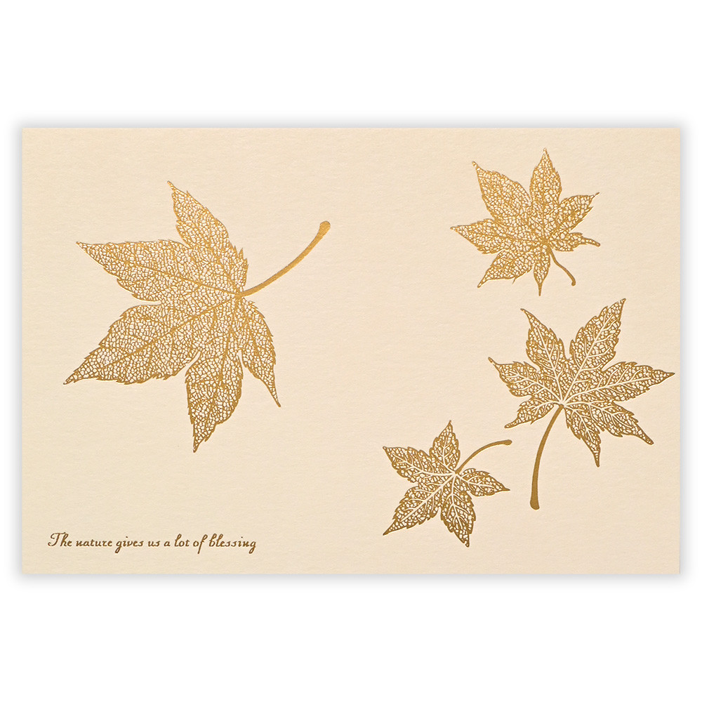 ポストカード　箔　ゴールデンリーブズ