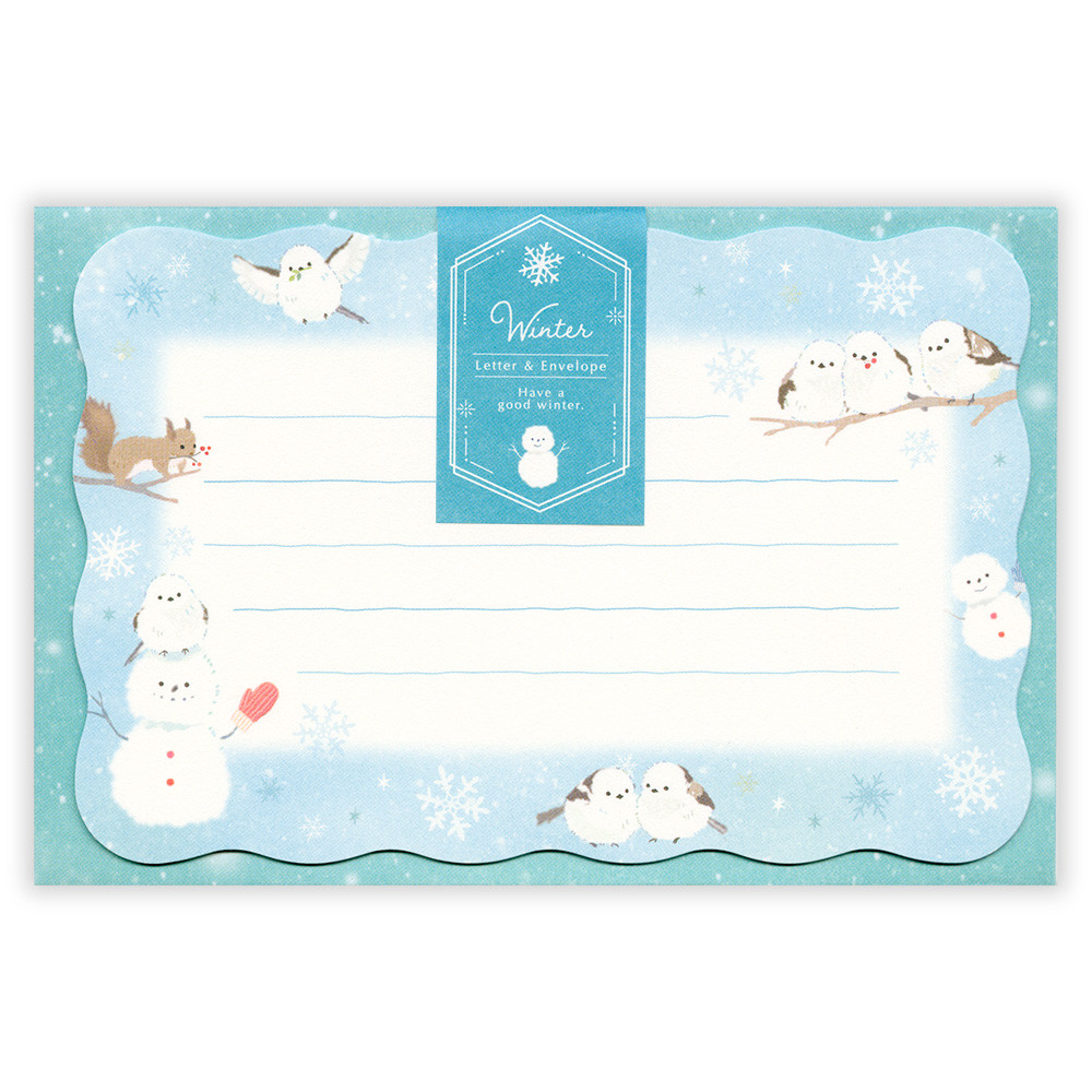 ミニレター　ウィンター　シマエナガブルー