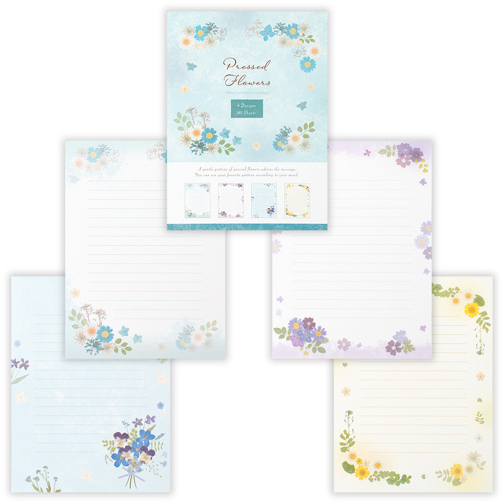 便箋　押し花　ブルーＡ