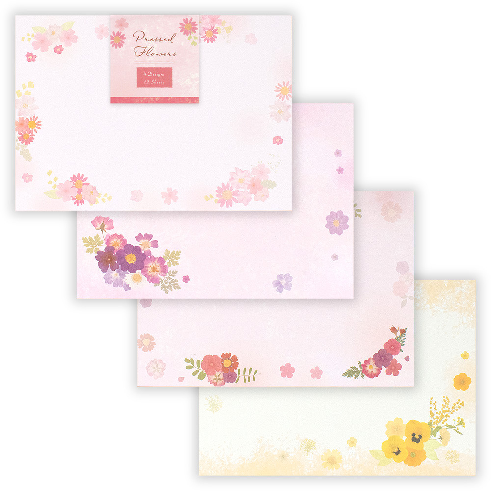 封筒　押し花　ピンクＡ