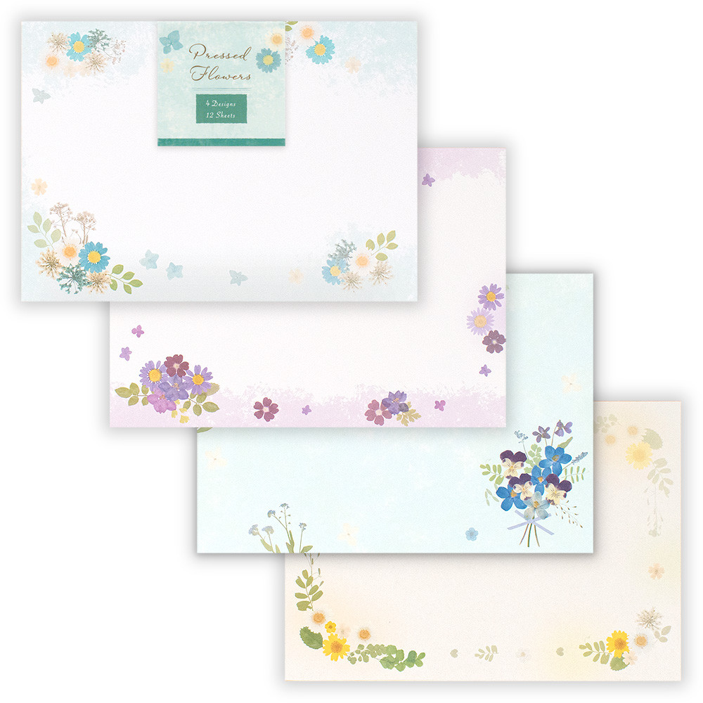 封筒　押し花　ブルーＡ