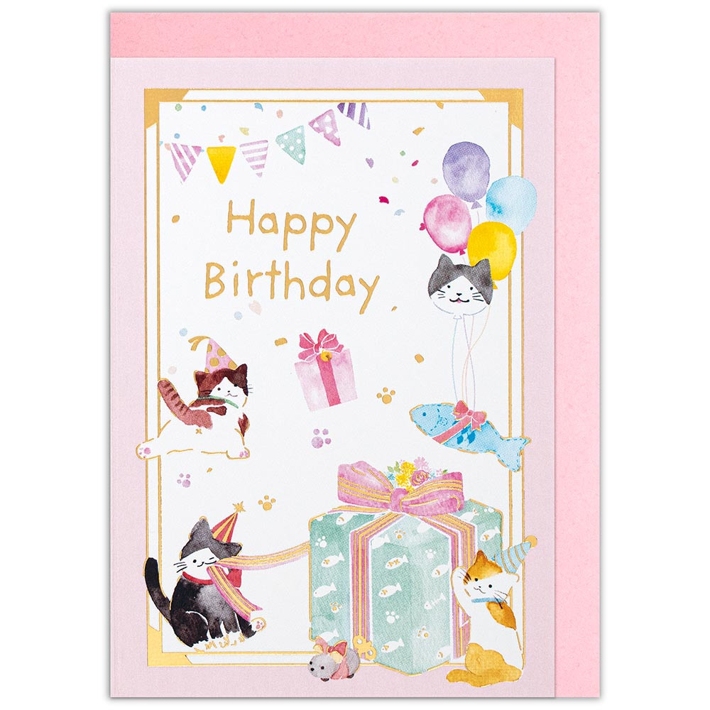 ミニカード　えほん　誕生日　こねこ