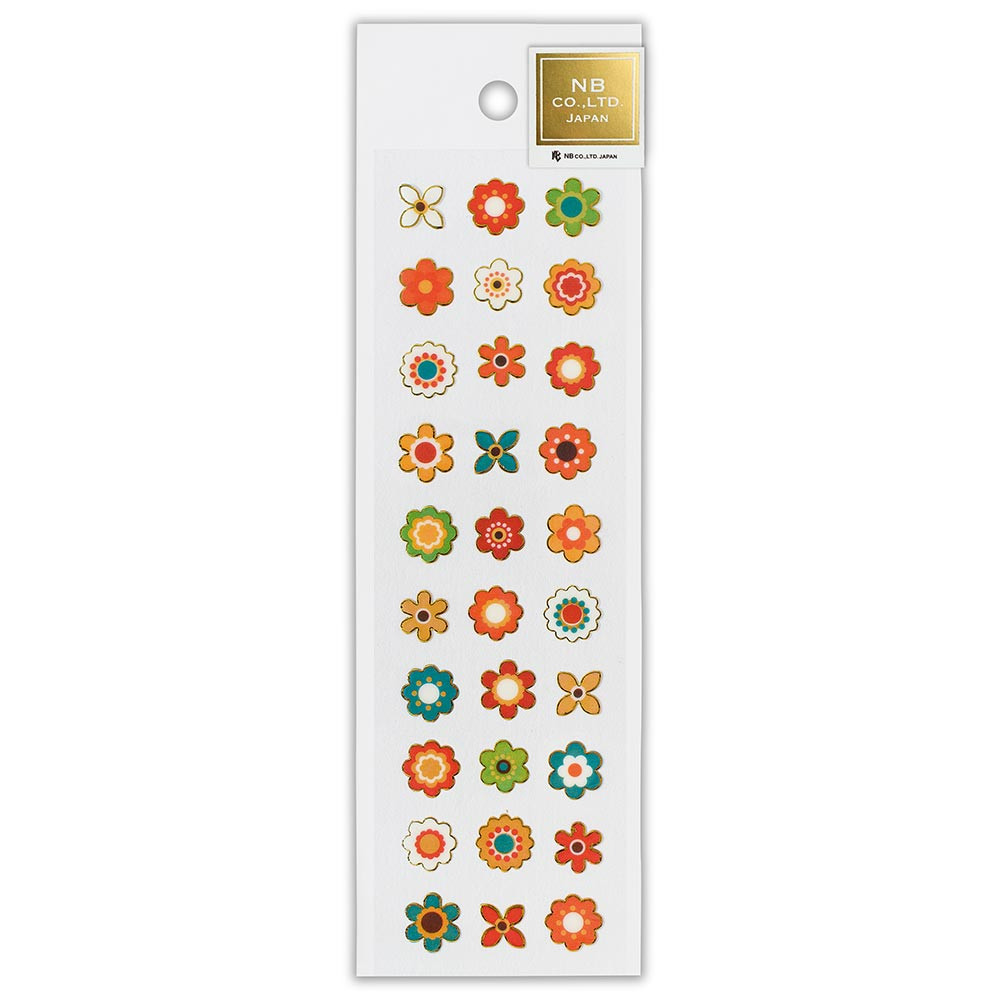 ふちシール　レトロ花