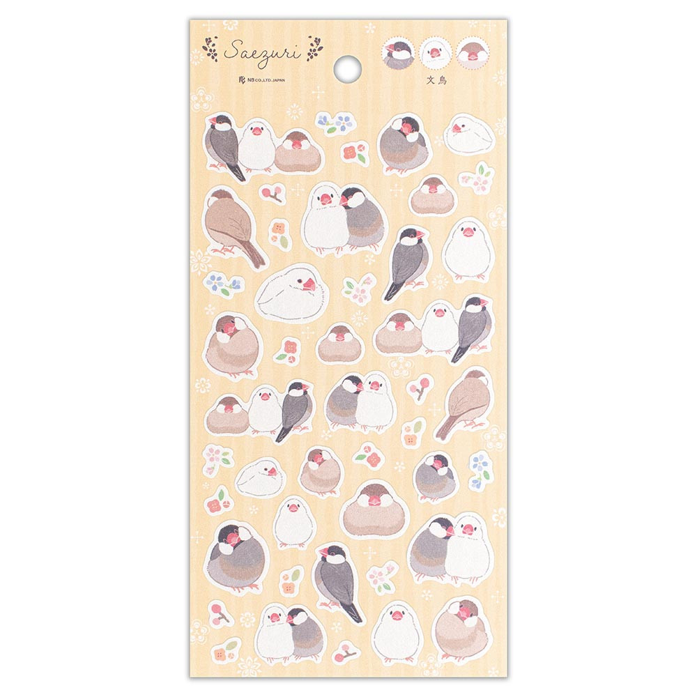 シール大　さえずり　文鳥