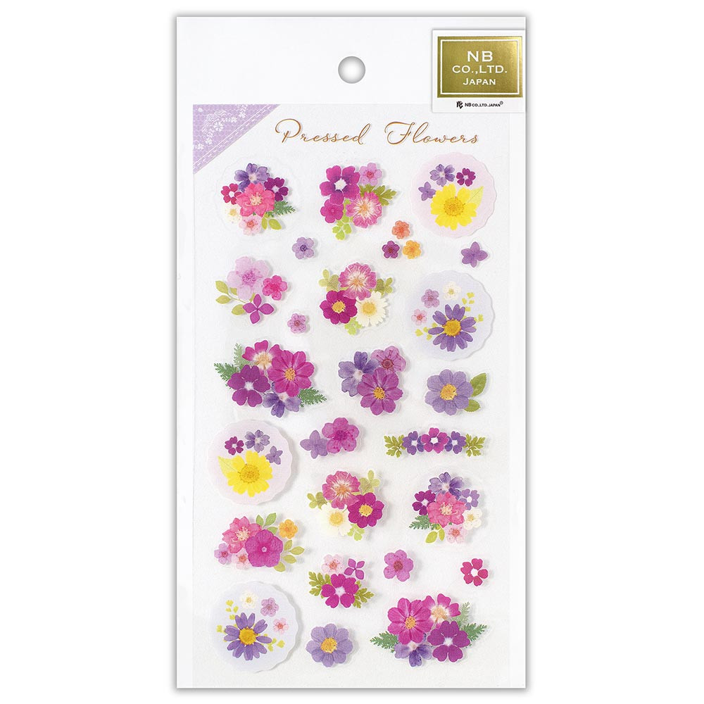 シール大　押し花　パープル