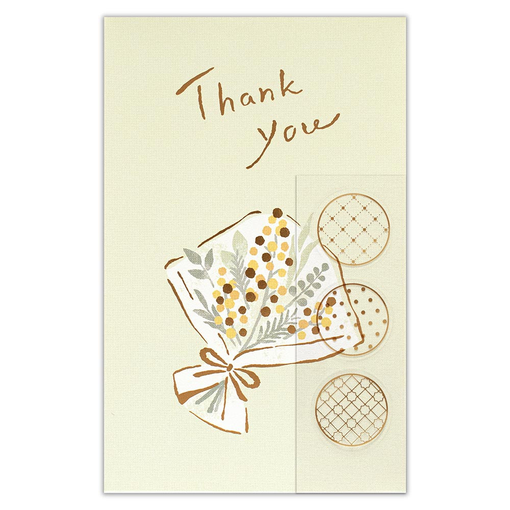 ぽち袋　カジュアル　サンキュー　ミモザブーケ