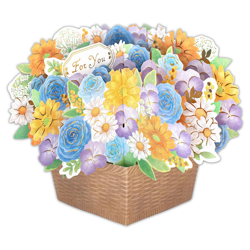 飾れる立体カード　多目的　花籠青