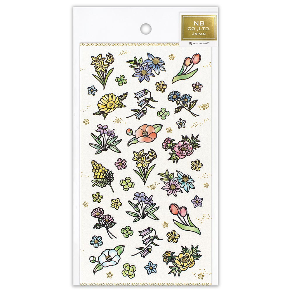 和風シール大　切り絵　花々